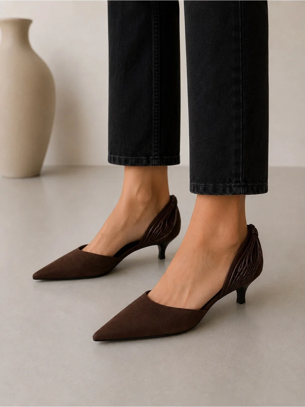 Giorgio Armani Vintage Suede Brown D’Orsay Pump Heels